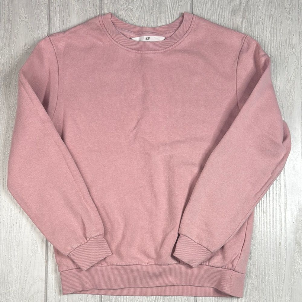 Girls pink H&M sweater, crew neck, solid pink , Size 8/10